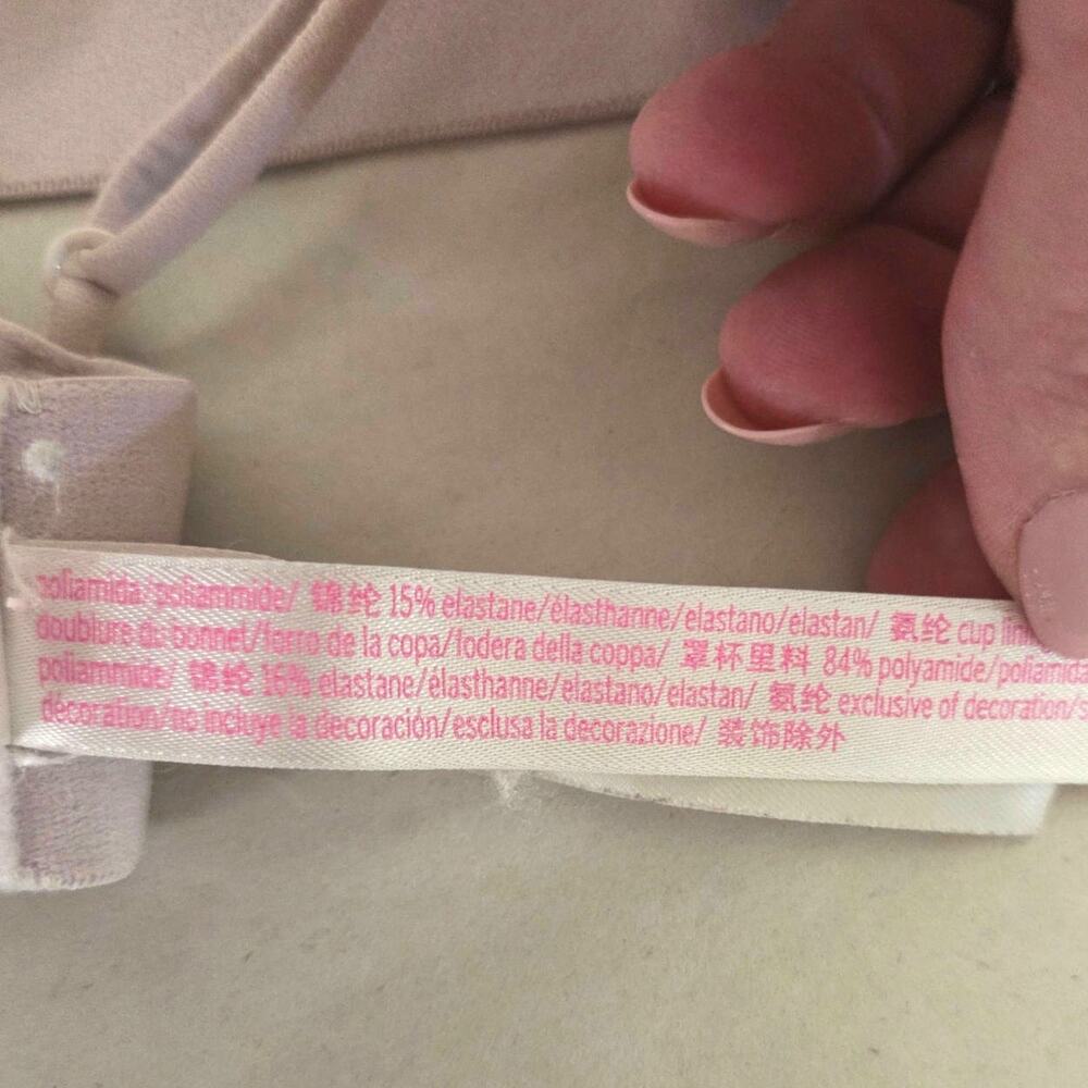 PINK Victoria's Secret Lace Blush Pink Bralette Strappy Back Hook Closure LARGE - Picture 12 of 12